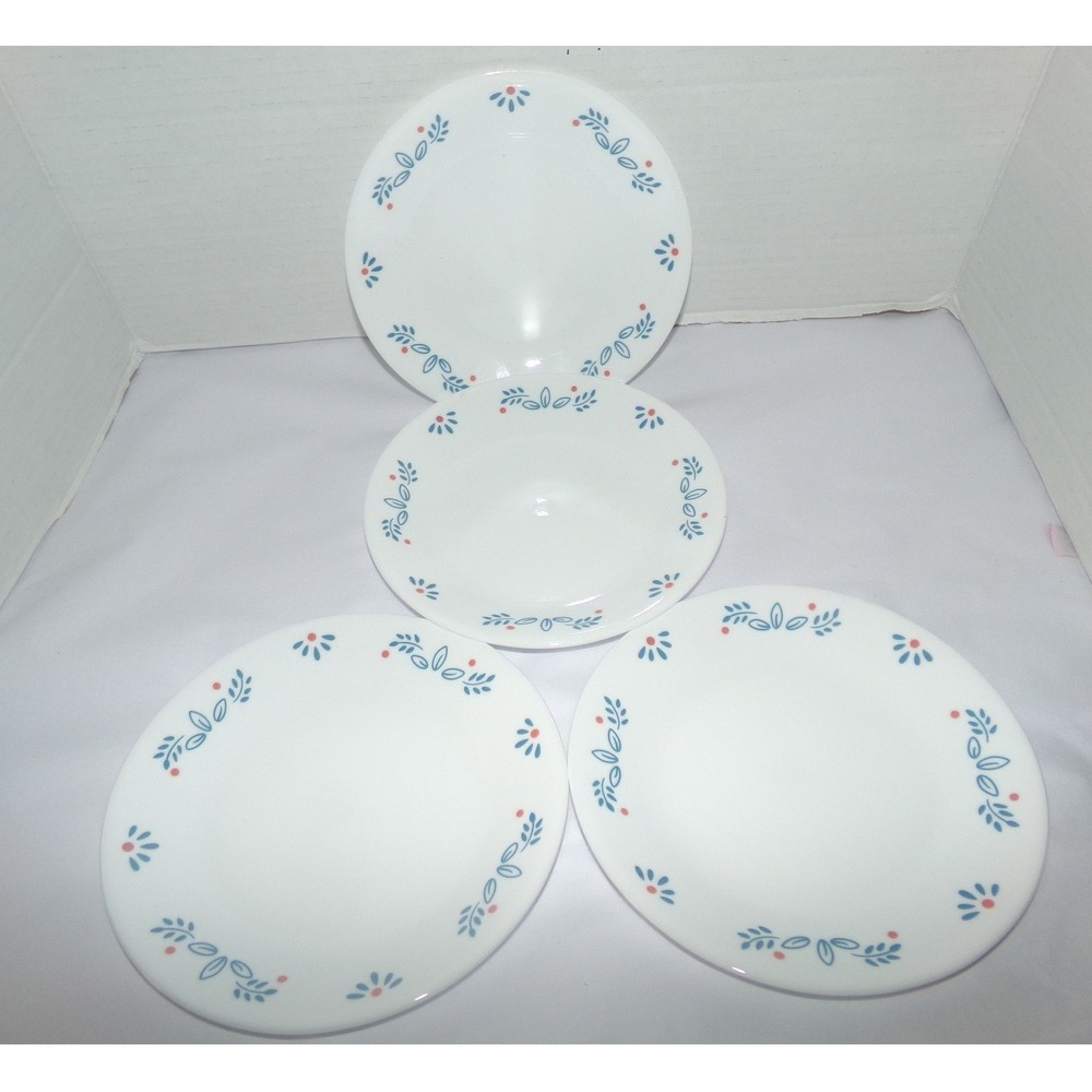 4 Corelle Subtle Blue Bread and Butter Plates 6.5 Inch